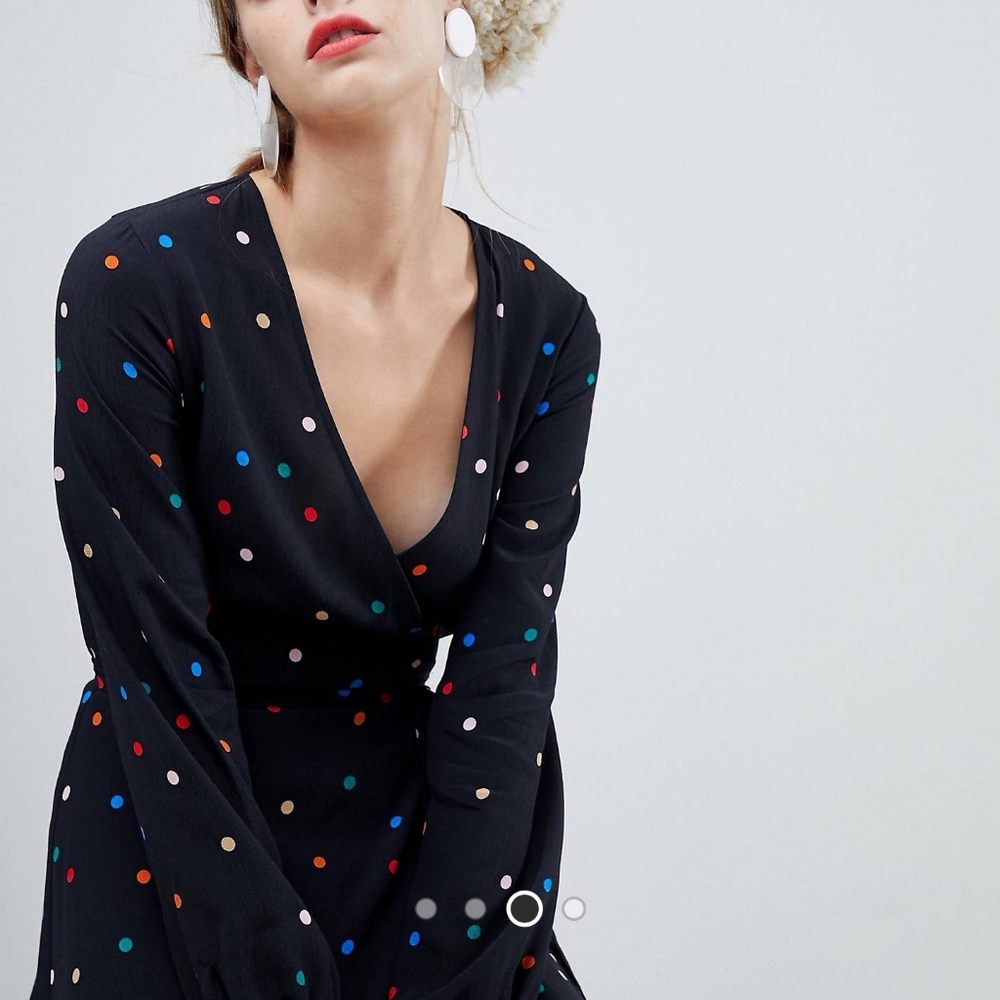 ♥️SOLD♥️ASOS Multicolored Polkadot Wrap Dress - Picture 3 of 3